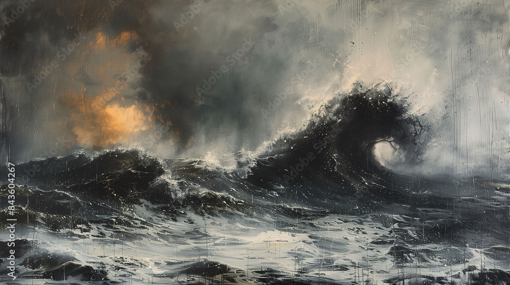 Fototapeta premium Stormy Sea with Crashing Waves