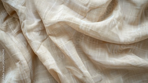 Close-up view of a textured fabric with a crisscross pattern, likely a type of woven material such as linen or canvas photo