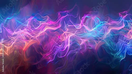 a kirlian effect of a sea of multi-coloured light waves in colourful harmony, in the style of soft ambience, scanner photography  photo