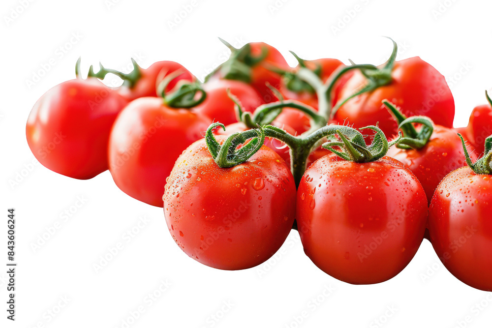 Ripe Tomatoes on the Vine with Water Droplets Against a Black Background, Showcasing Fresh and Vibrant Summer Colors Ripe Tomatoes on the Vine with Water Droplets Against a Black Background, Showcasing Fresh and Vibrant Summer Colors