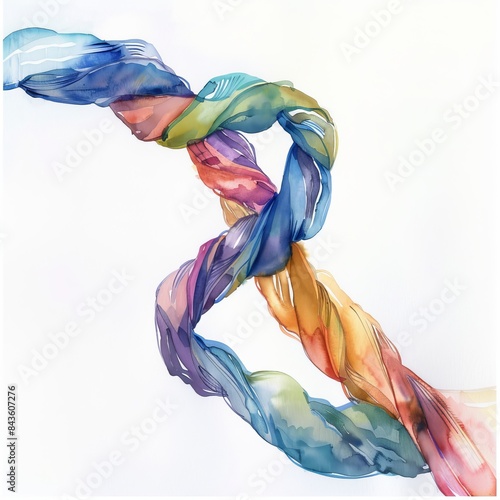 Watercolor Thread on White Background for Creative Projects Generative AI