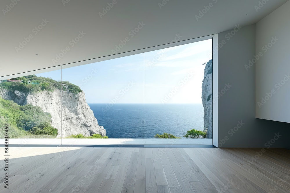Fototapeta premium Window see sea cliffs outdoors horizon nature.