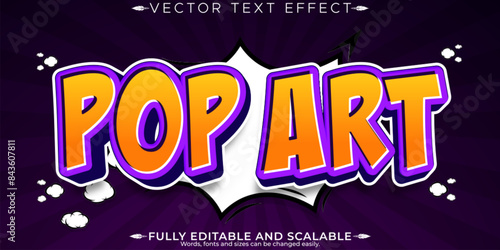 Retro vintage cartoon text effect, editable pop art and smile text style