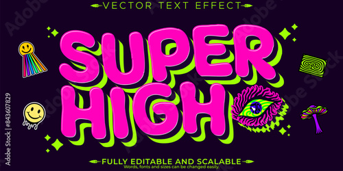 Trippy text effect, editable mushroom and drug text style