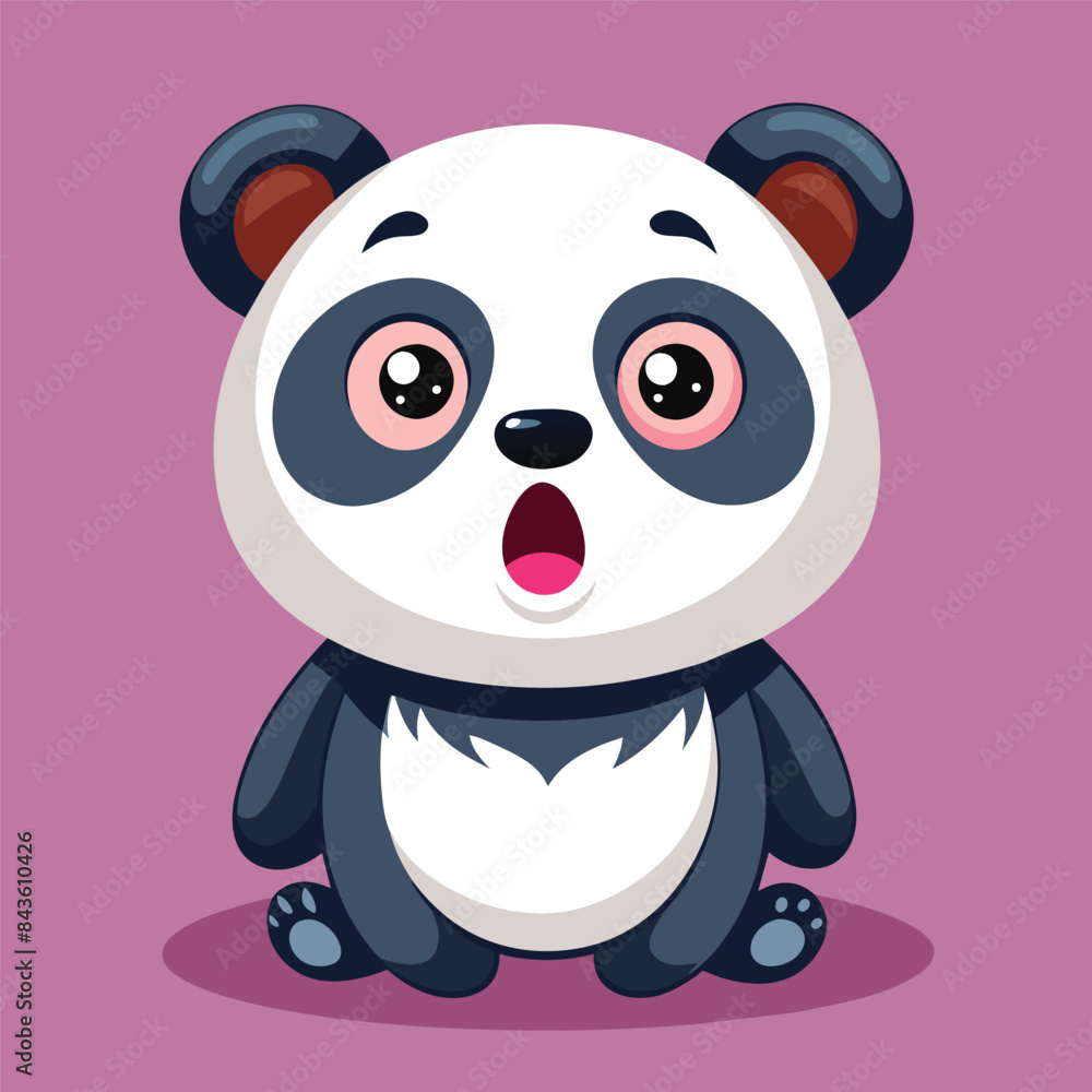 Adobe Illustrator Artwork cute 3D fluffy baby panda, what happened expression Adobe Illustrator Artwork cute 3D fluffy baby panda, what happened expression