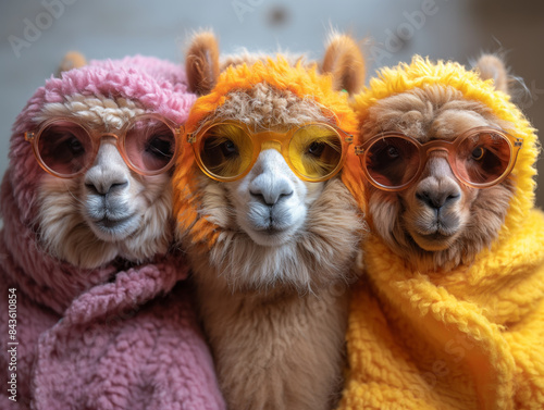 Alpakas oder Lamas in verschiedenen Farben