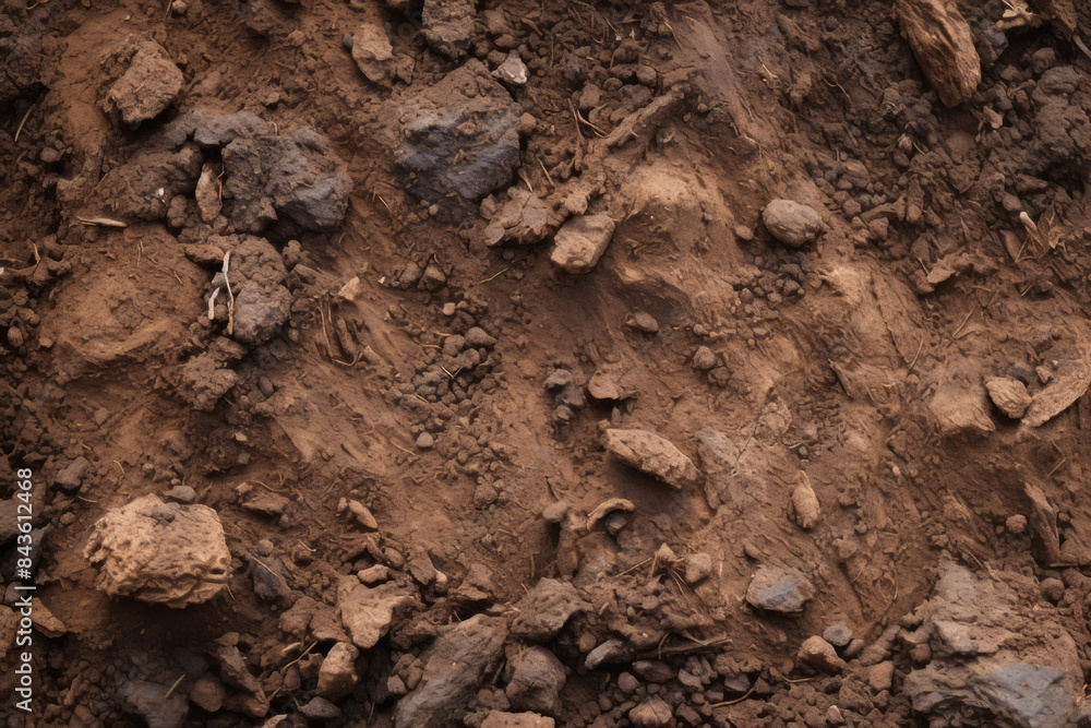 Processed collage of underground brown soil layer material texture. Background for banner Processed collage of underground brown soil layer material texture. Background for banner
