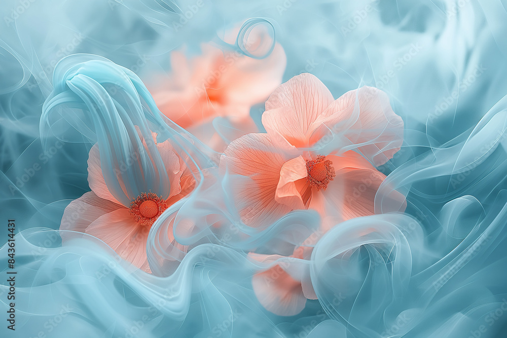 pink and blue flowers,A stunning digital art piece featuring a floral background with pastel pink flowers enveloped in ethereal blue smoke pink and blue flowers,A stunning digital art piece featuring a floral background with pastel pink flowers enveloped in ethereal blue smoke