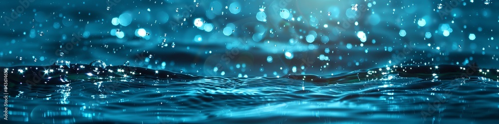 background blue water with glowing lights. background blue water with glowing lights.