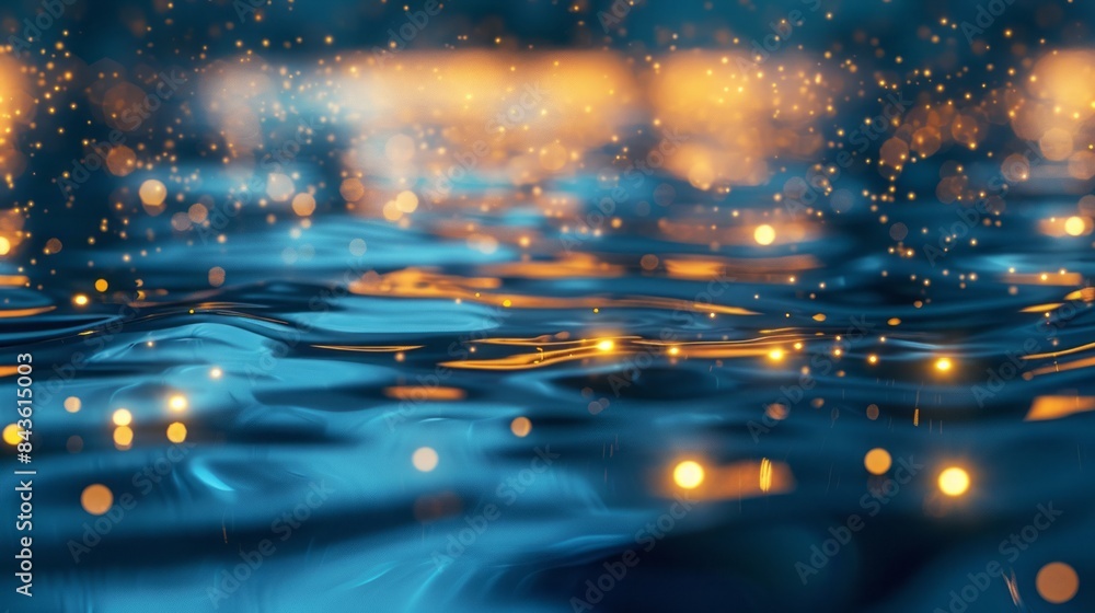 background blue water with glowing lights. background blue water with glowing lights.