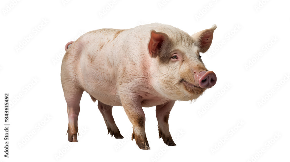 A pig is standing on a transparent background. A pig is standing on a transparent background.