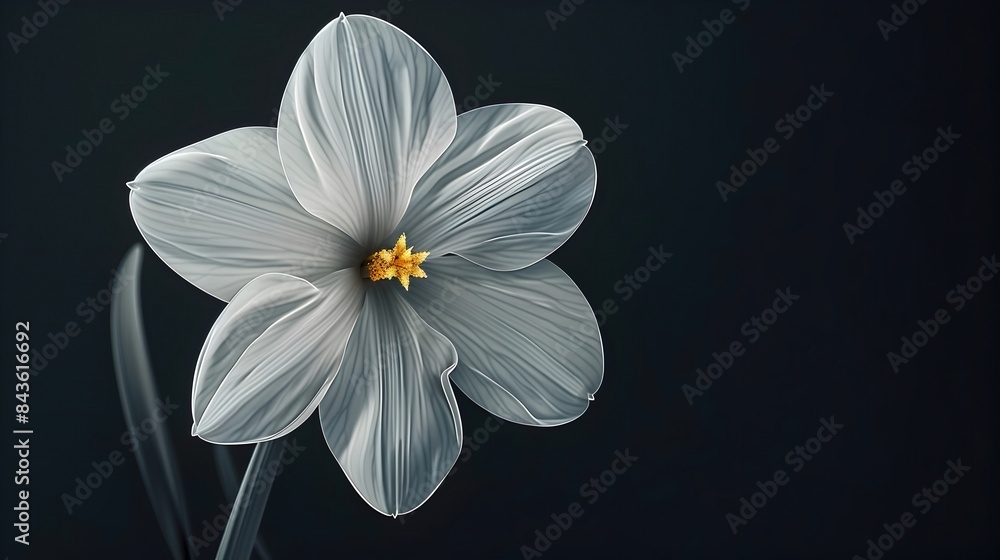 Fototapeta premium Simplified Daffodil Silhouette - Botanical Icon with Clean Line Art and Negative Space Depiction