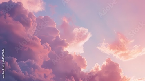 breathtaking pink sunset sky with fluffy clouds dreamy atmospheric landscape natures beauty