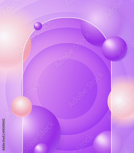 Wallpaper Mural Creative glassmorphism illustration design with transparent arch frame, colorful floating spheres and purple circles Torontodigital.ca