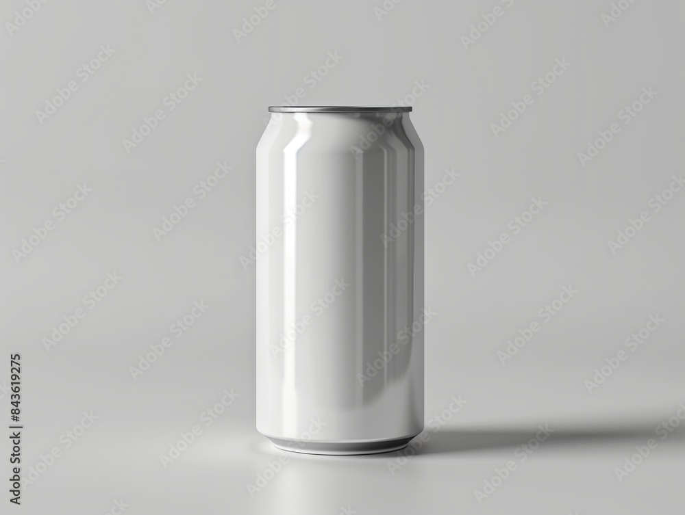 Close-up of a blank white aluminum can mockup with a pull-tab lid Close-up of a blank white aluminum can mockup with a pull-tab lid