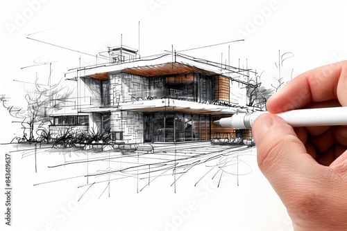 Sketch Drawing of a Modern House photo