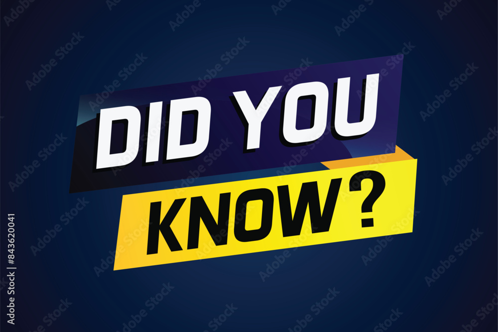 Fototapeta premium Did you know ? word concept vector illustration and 3d style, landing page, template, ui, web, mobile app, poster, banner, flyer, background, gift card, coupon, label, wallpaper