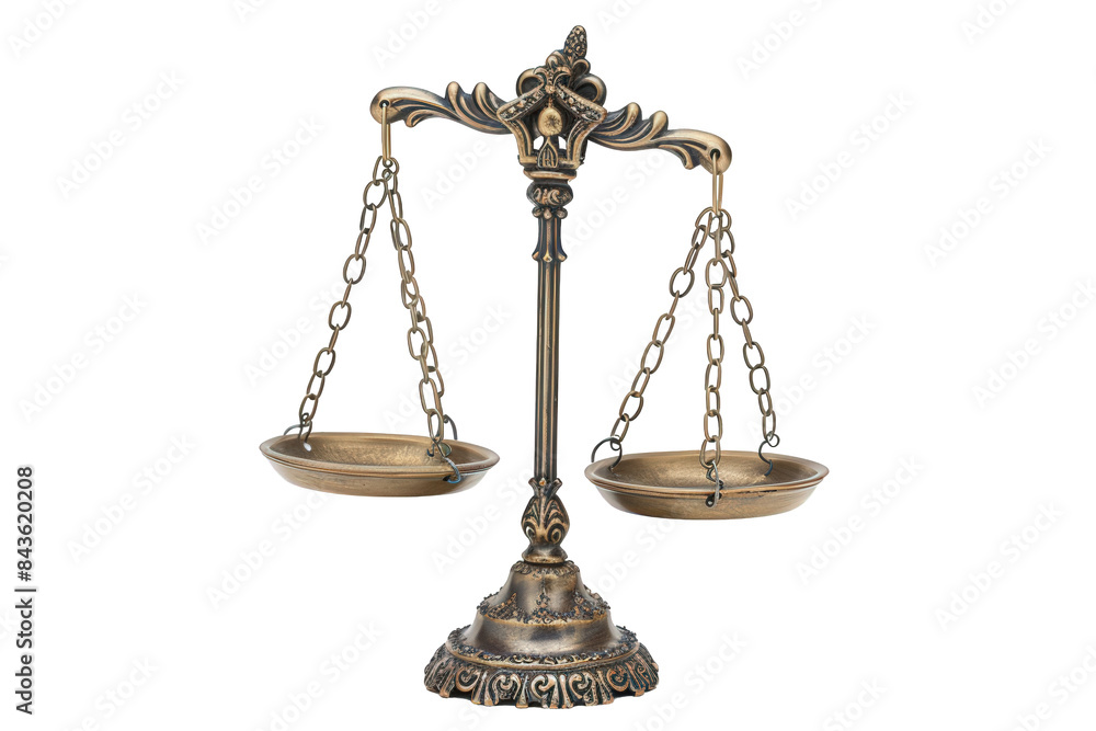 Antique Metal Scales with Intricate Carvings, Symbolizing Justice, Set Against a Dark Background Antique Metal Scales with Intricate Carvings, Symbolizing Justice, Set Against a Dark Background