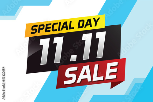 11.11 Special day sale word concept vector illustration with ribbon and 3d style for use landing page, template, ui, web, mobile app, poster, banner, flyer, background, gift card, coupon

