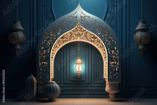 3d rendered islamic karahi eid lantern