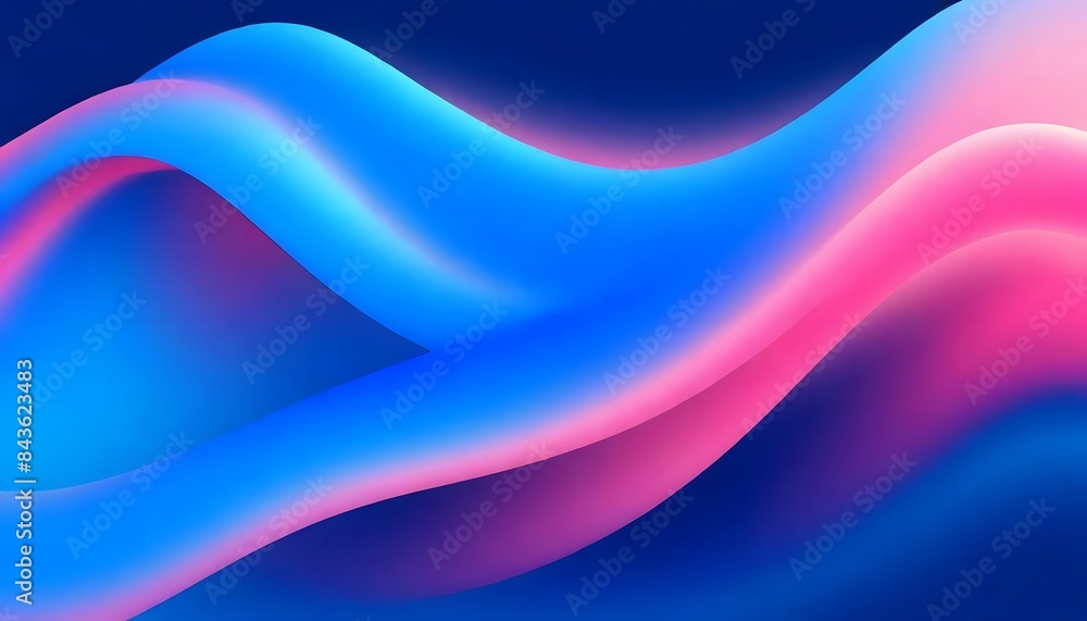 Naklejka premium Blue and red, orange smooth refracted waves abstract background, Abstract modern gradient liquid wavy shapes colorful background