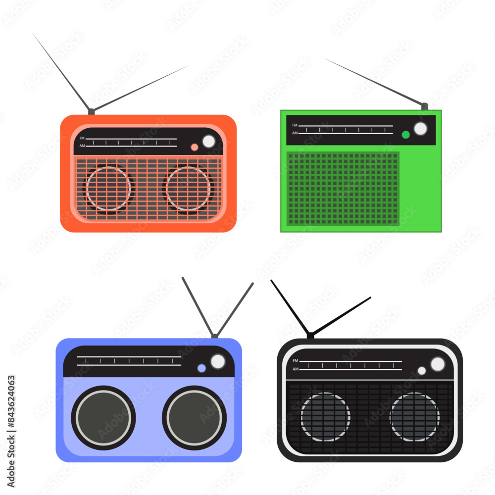 Obraz premium Set retro radio. vintage. vector illustration