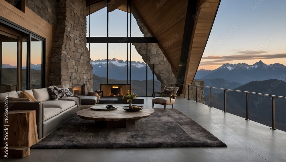a modern lodge on a high mountain a modern lodge on a high mountain