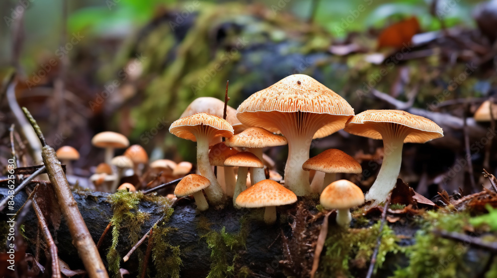 beauty of a cluster of wild mushrooms emerging from the forest floor beauty of a cluster of wild mushrooms emerging from the forest floor