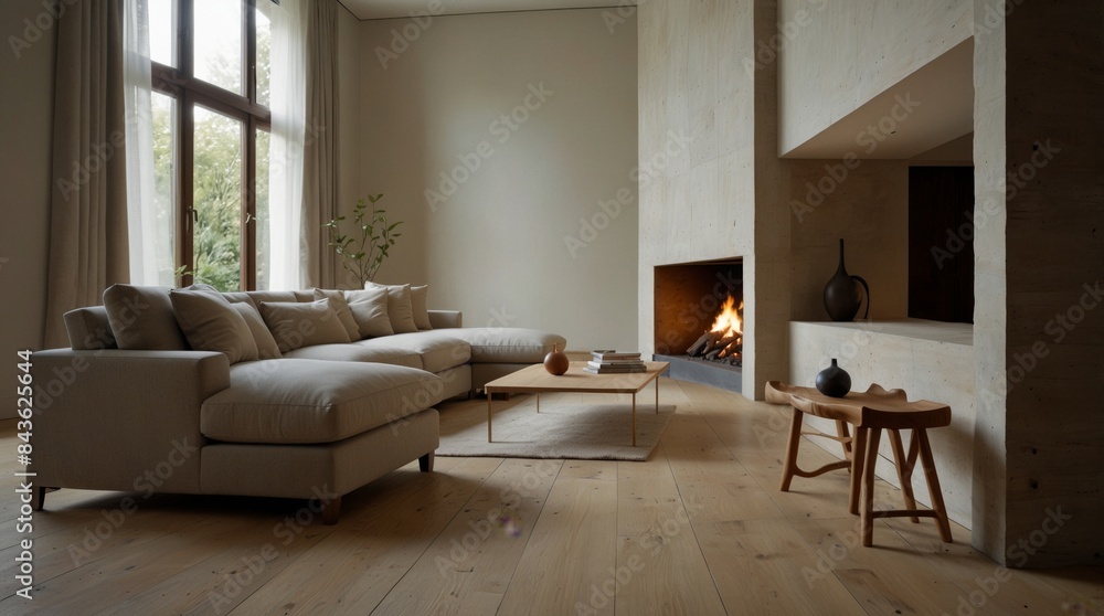 Fototapeta premium minimalist modern living room with the organic simplicity