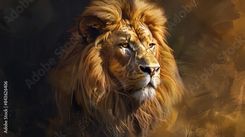 majestic portrait of a lion showcasing its strength courage and regal presence digital painting