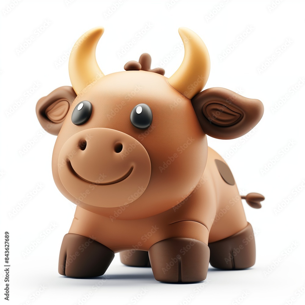 Cute Stock Market Cartoon Clay Illustration, 3D Icon, Isolated on white background Cute Stock Market Cartoon Clay Illustration, 3D Icon, Isolated on white background