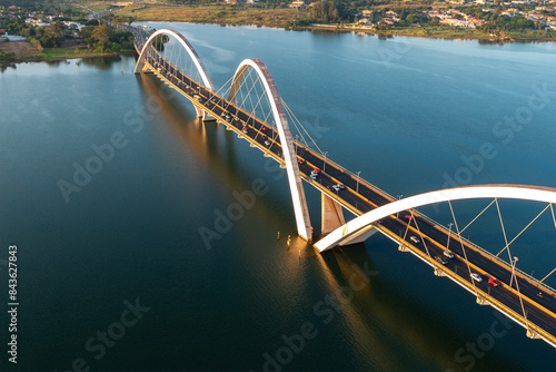 Aerial image of the bridge over Lake Paranoá in Brasília