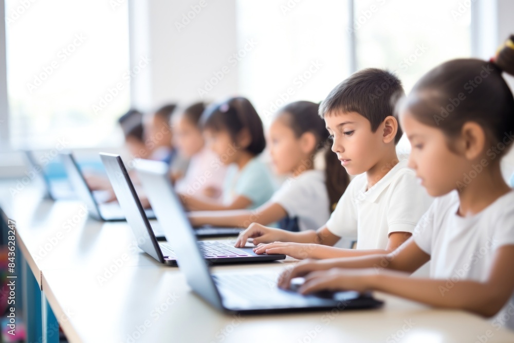 Kids work on Computers computer education classroom. Kids work on Computers computer education classroom.