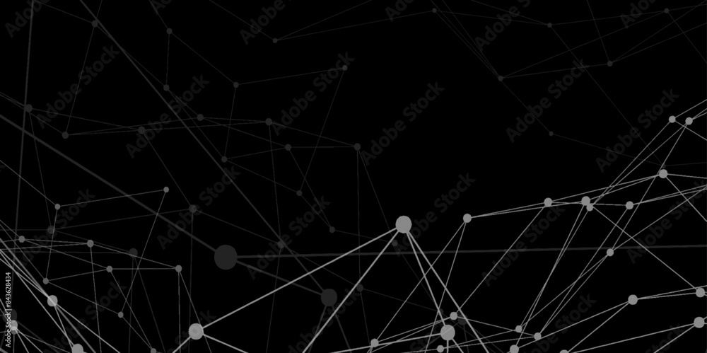 Abstract technology connection network of particles and lines. Global network Futuristic grid artificial intelligence connections. Plexus of lines and dots and connected particles Vector	