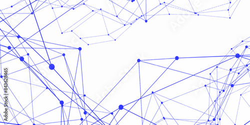 Technology abstract white digital background of points and lines. Connection science background blue Mesh. Abstract backgrounds of molecules navy blue lines digital technology concept network connect
