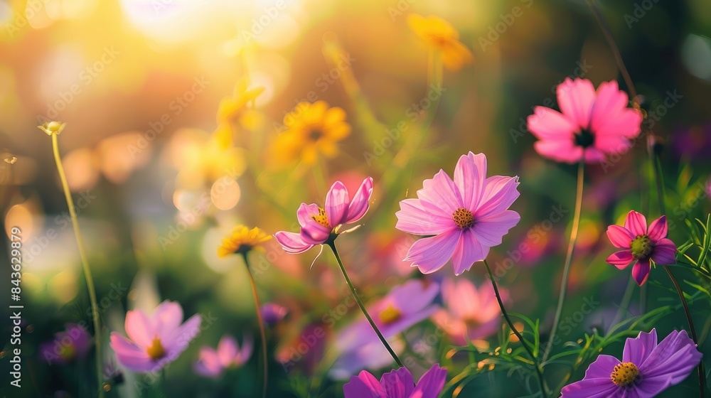 Fototapeta premium Blooming flowers in the natural environment during the seasons of spring and summer