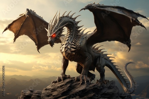Fantasy dragon dinosaur reptile animal. © Rawpixel.com