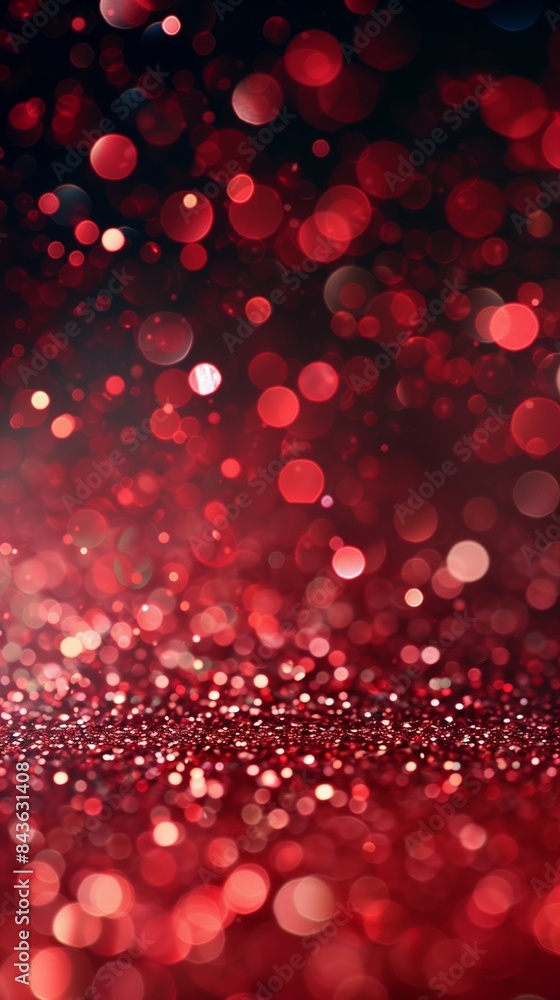 A luxurious background featuring red glitter and bokeh lights, ideal for upscale and festive designs. A luxurious background featuring red glitter and bokeh lights, ideal for upscale and festive designs.