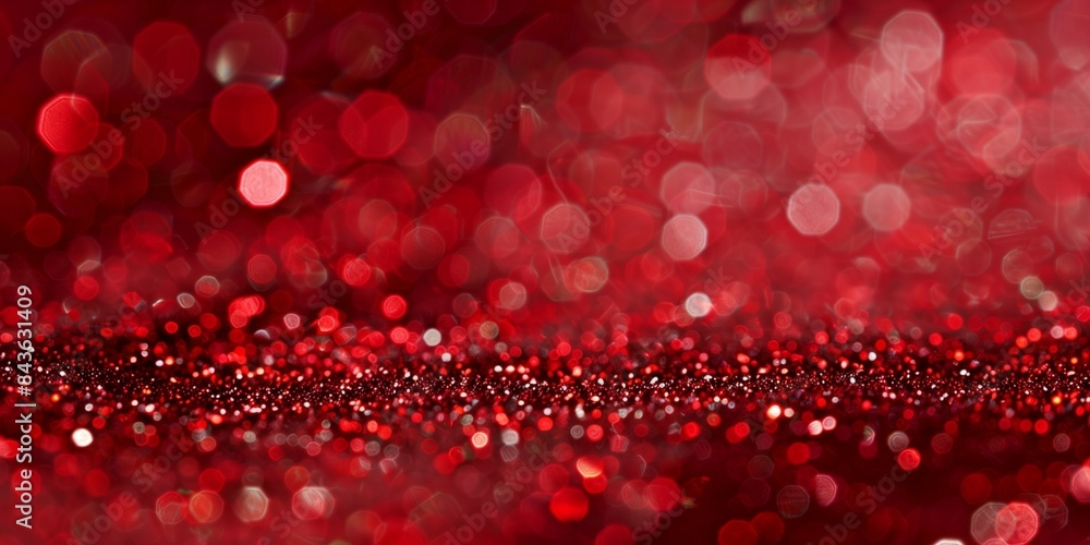 A luxurious background featuring red glitter and bokeh lights, ideal for upscale and festive designs. A luxurious background featuring red glitter and bokeh lights, ideal for upscale and festive designs.
