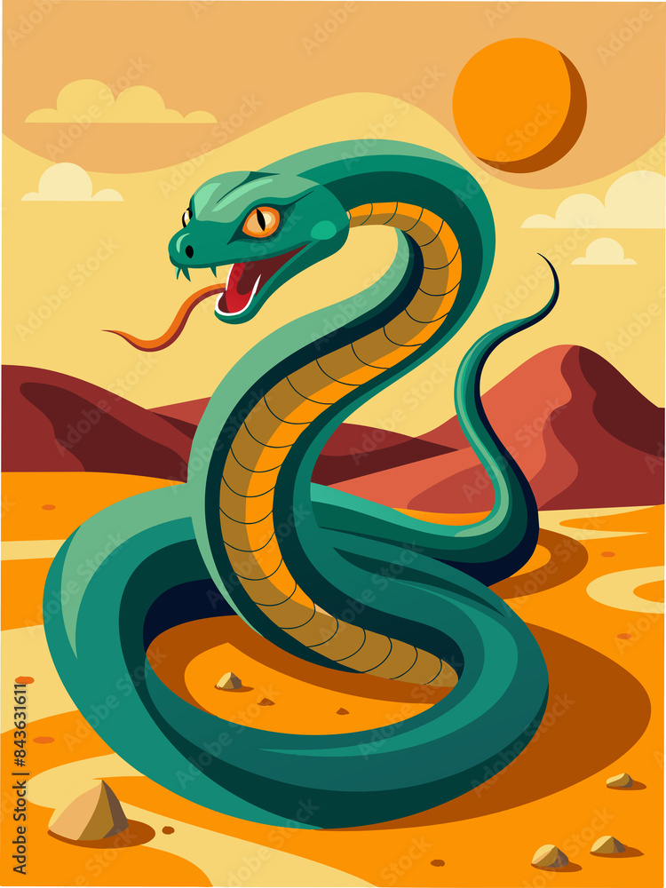 Fototapeta premium A snake slithering across the sand