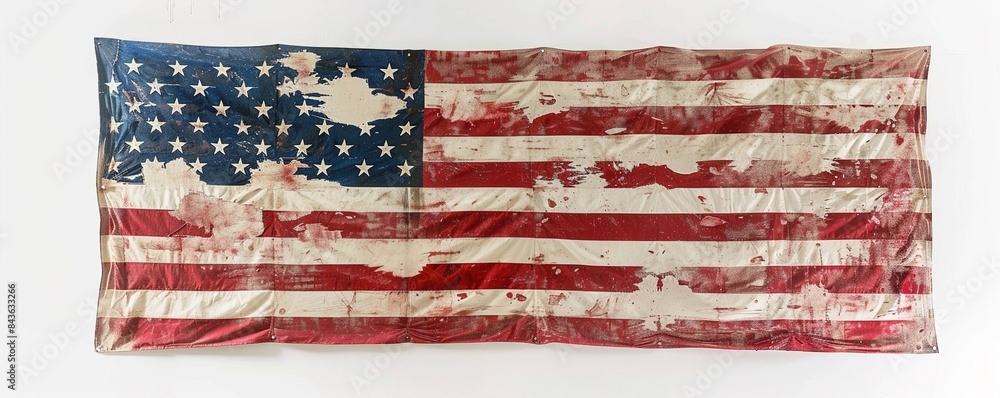 An American flag in full spread against a stark white background, showing every star and stripe clearly. An American flag in full spread against a stark white background, showing every star and stripe clearly.