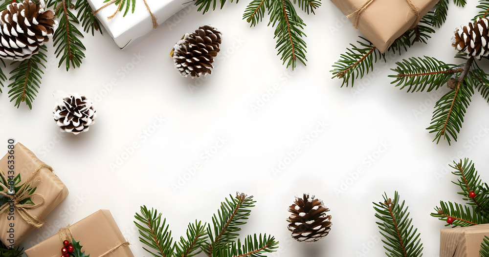 Christmas background with fir branches and cones Christmas background with fir branches and cones