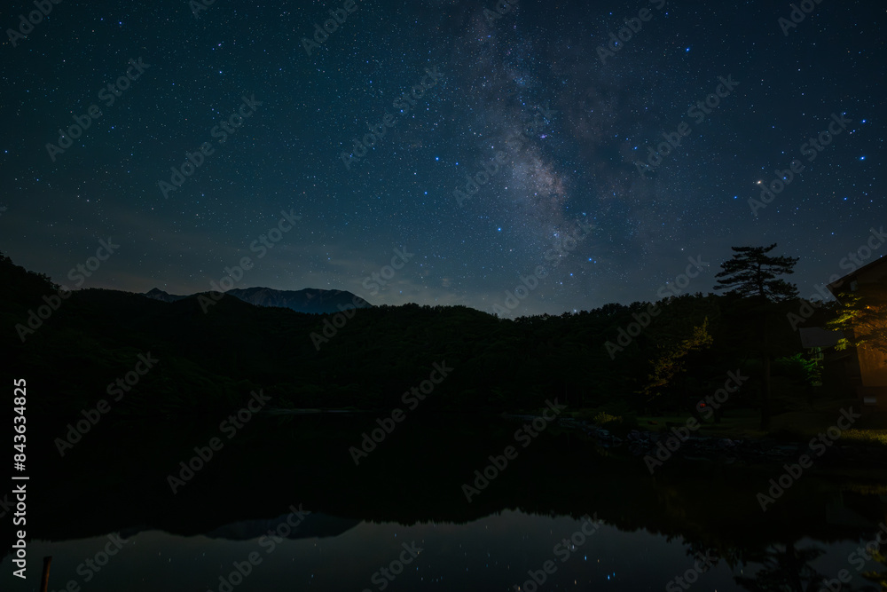 日本の鳥取県の大山の上に浮かぶ美しい天の川 日本の鳥取県の大山の上に浮かぶ美しい天の川