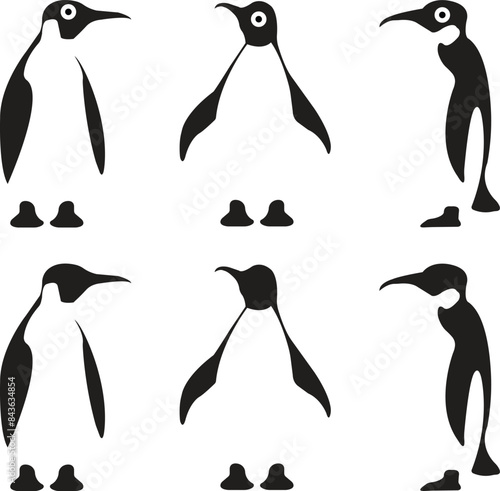 Set of penguin fill icons. Animal Nature vectors. Emperor penguin Good for mascot delivery or logistic, logos industry. Penguin for templates, web designs and infographics on transparent background.