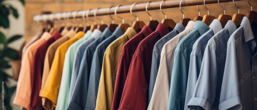 Assorted Shirts Hanging on Store Rack Assorted Shirts Hanging on Store Rack