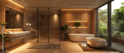 Minimalist bathroom with sharpedged fixtures and sleek  modern design