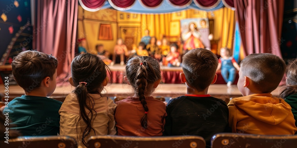 Children Enjoying a Lively Play in a Cozy Theater Setting Children Enjoying a Lively Play in a Cozy Theater Setting