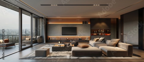 Modern living room with sharpedged furniture and clean lines photo