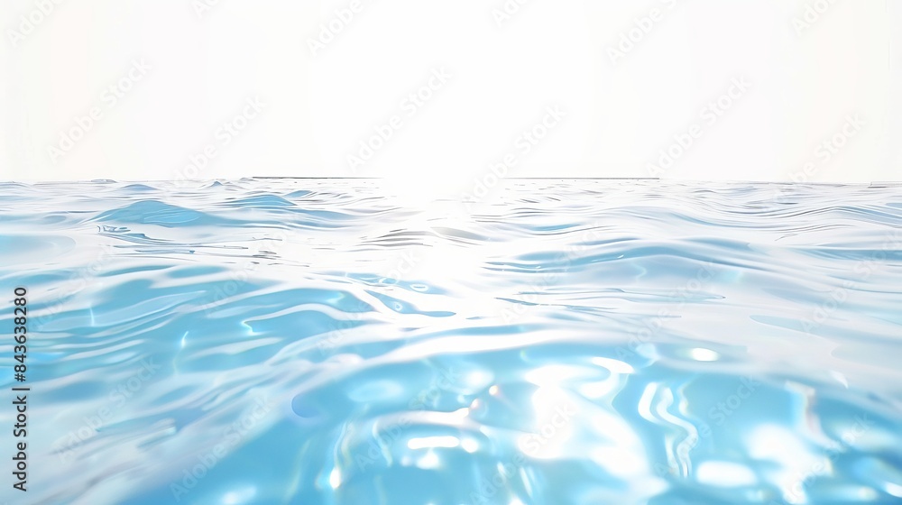 Rippling blue water in a swimming pool with sunny reflections is isolated on a white background Rippling blue water in a swimming pool with sunny reflections is isolated on a white background