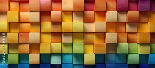 A diverse group of colorful wooden blocks forms a spectrum making it an ideal background image or cover for something creative. Copyspace image